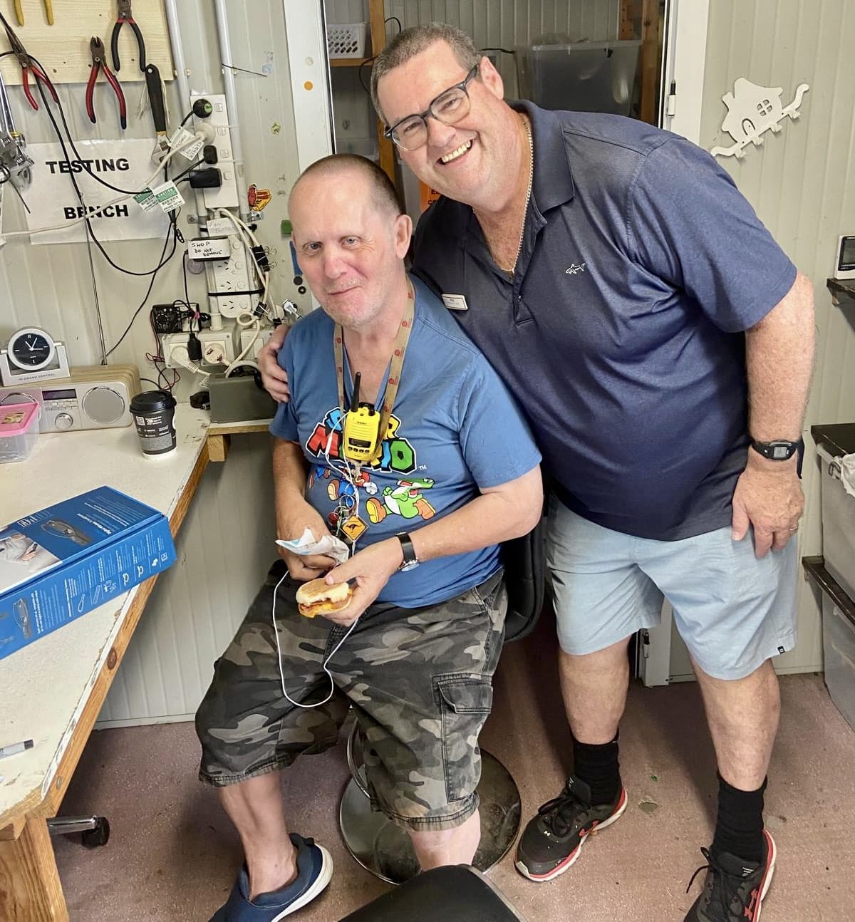 Support worker and participant in the workshop